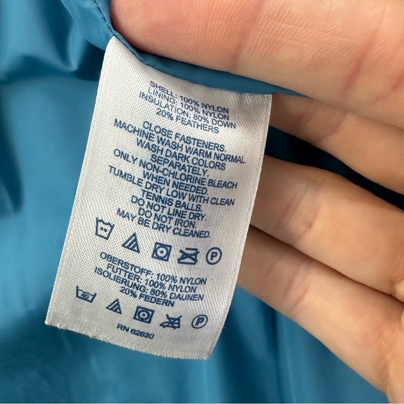 Lands' End Down Feather Puffer Vest Teal Blue Snap Button Outdoor Travel‎ Wmn M - Picture 5 of 7